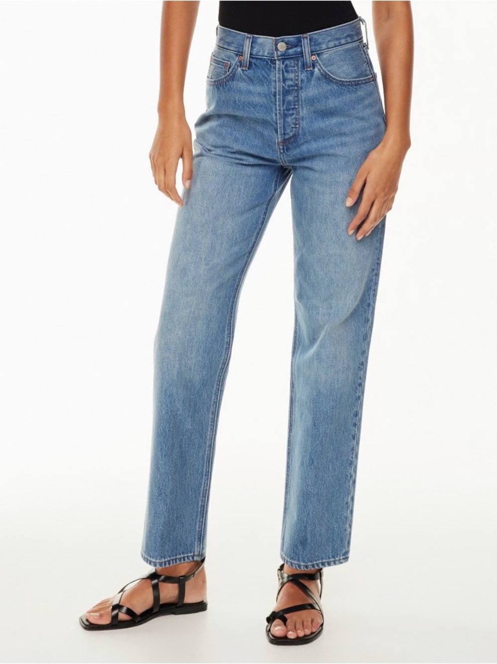 Denim Forum Women's Straight Leg Jeans in Light Blue Wash